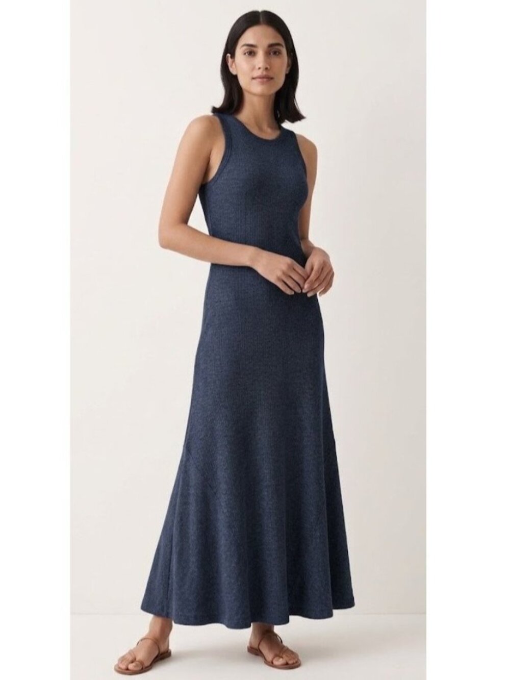 NWT Polo Ralph Lauren Waffle Knit Maxi in Medieval Blue Thermal Tank Dress XL